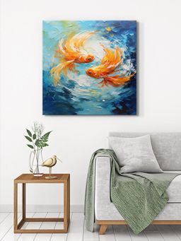 999Store - Canvas-Wrapped Two Goldfish In Water Painting