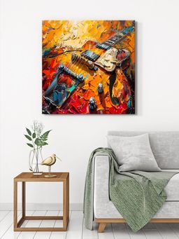 999Store - Canvas-Wrapped Electric Guitar Abstract Painting