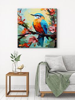 999Store - Colourful Bird On Branch Canvas-Wrapped Painting