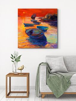 999Store - Tranquil Evening Boats Canvas-Wrapped Painting