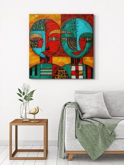 999Store - Abstract Faces Vibrant Canvas-Wrapped Painting