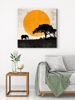 999Store - Canvas-Wrapped African Elephant Sunset Painting