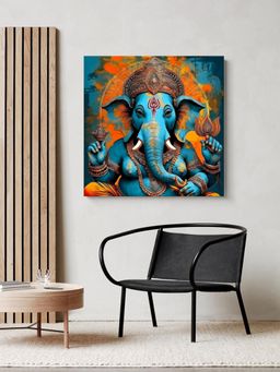999Store - Vibrant Ganesha Canvas-Wrapped Painting Traditional Hindu Deity Art