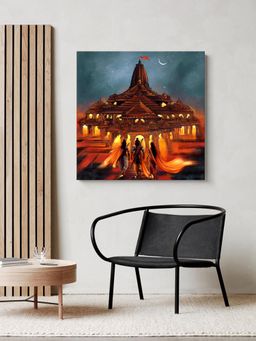 999Store - Mystic Temple At Night Canvas-Wrapped Painting Spiritual Landscape Art