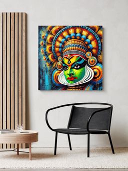 999Store - Bold Kathakali Portrait Canvas-Wrapped Painting Bright Cultural Art