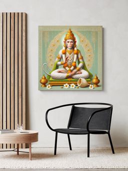 999Store - Blessed Hanuman Canvas-Wrapped Painting - Sacred Indian Art For Devotion