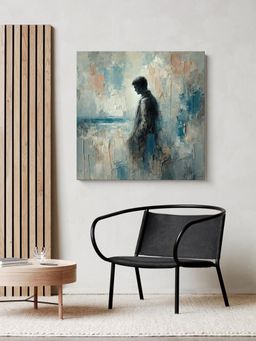 999Store - Abstract Blue Silhouette Canvas Painting - Serene Wall Art For Home And Office Decor