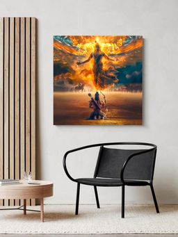 999Store - Canvas Wrapped Painting Of Krishna In Divine Form - Inspirational Spiritual Wall Art