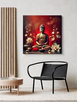 999Store - Canvas Wrapped Painting Of Buddha With Candlelight - Peaceful Decor For Zen Ambiance