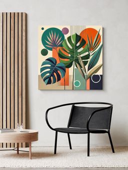 999Store - Canvas Wrapped Geometric Botanical Painting - Vibrant Decor For Contemporary Interiors