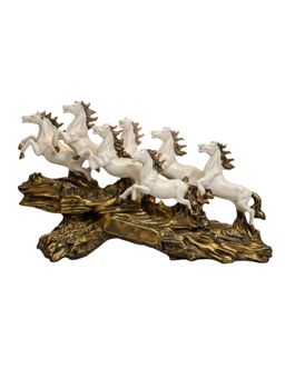 eCraftIndia - White Resin 7 Running Horses Showpiece