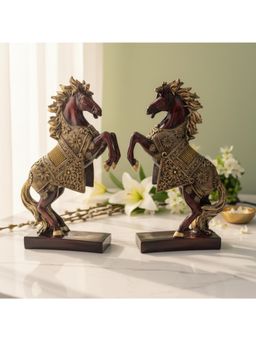 eCraftIndia - Set Of 2 Resin Running Horse Showpiece For Home Decor Office