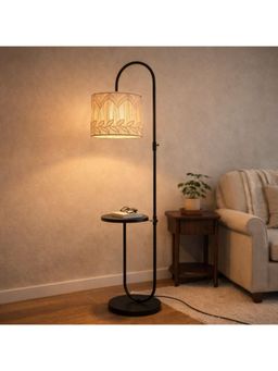 The Decor Mart - Elegant Metal Floor Lamp With Macrame Fabric Shade