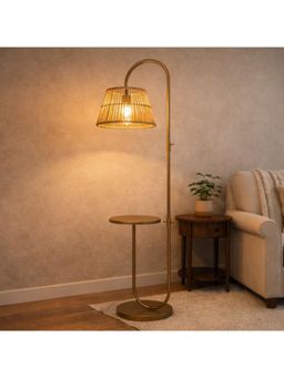 The Decor Mart - Modern Gold Stand Floor Lamp Macrame Shade