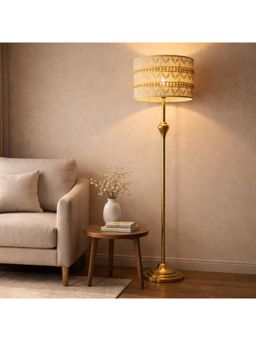 The Decor Mart - Modern Metal Stand Floor Lamp With Decorative Macrame Shade