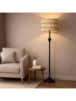 The Decor Mart - Modern Gold Stand Floor Lamp Macrame Shade