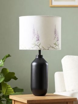 The Decor Mart - Modern Decorative Metal Table Lamp With Printed Fabric Shade For Living Room