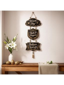 eCraftIndia - Gold Foil Embossed Wooden Dream Big Make It Happen Believe In Yourself Wall Hanging