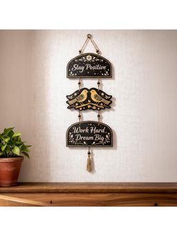 eCraftIndia - Gold Foil Embossed Wooden Stay Positive Work Hard Dream Big Wall Hanging For Home Office