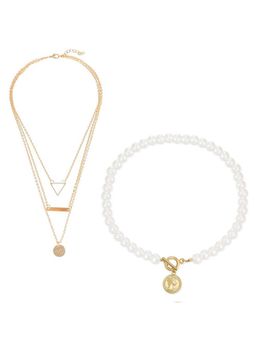 Jewels Galaxy - Jewellery For Women Gold-Plated Layered Necklace (Set of 2)