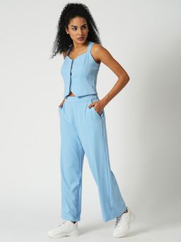 Globus - Women Blue Sweetheart Neck Co-Ord (Set of 2)