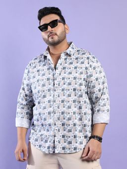 Instafab Plus - Men's Blue Abstract Geometric Shirt