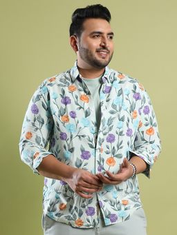 Instafab Plus - Men's Multicolour Rose Garden Print Shirt
