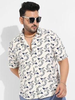 Instafab Plus - Men's Fish Print Button Up Shirt