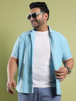 Instafab Plus - Men's Turquoise Contrast Hem Shirt