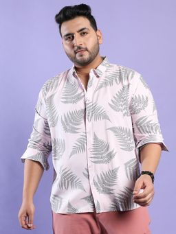 Instafab Plus - Men's Light Pink & Dark Grey Contrast Fern Shirt