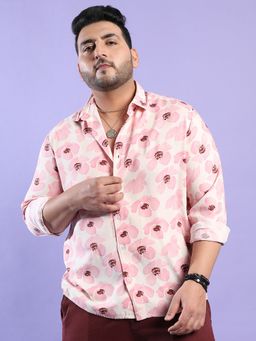 Instafab Plus - Men's Light Pink Flower Petals Shirt