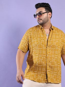 Instafab Plus - Men's Mustard Minimal Aztec Shirt