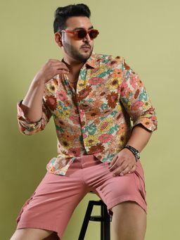 Instafab Plus - Men's Multicolour Floral Cluster Shirt