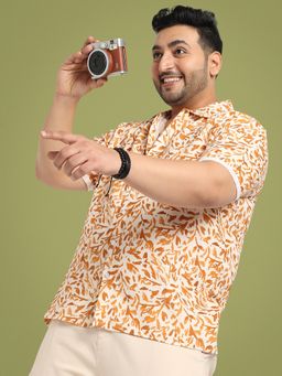 Instafab Plus - Men's Brown Foliage Strokes Shirt