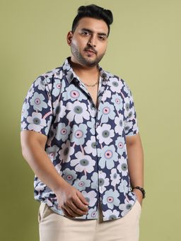 Instafab Plus - Men's Indigo Maxi Floral Block Shirt