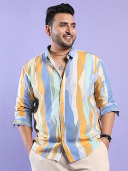 Instafab Plus - Men's Multicolour Contrast Print Shirt