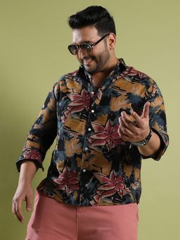 Instafab Plus - Men's Multicolour Artistic Flowers Shirt