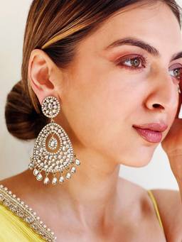 Azai by Nykaa Fashion - Ethnic Gold Drop Shaped Danglers