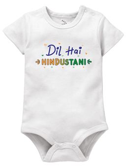 Zeezeezoo - Independence & Republic Day Theme Dil Hai Hindustani Print White Onesie