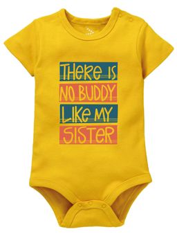 Zeezeezoo - Rakhi Theme No Buddy Like My Sister Printed Baby Yellow Onesie