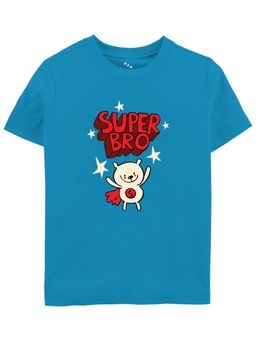 Zeezeezoo - Rakhi Theme Super Bro Printed Kids Blue T-Shirt