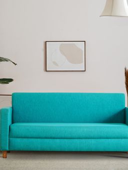 Chumbak - Modern Couch - 3 Seater, Mediterranean Blue