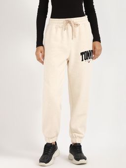 Tommy Hilfiger - Womens Beige Solid Joggers