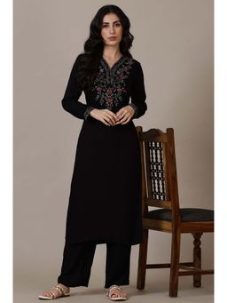 Aurelia - Black Floral Kurta and Pant (Set of 2)