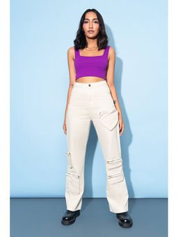 FREAKINS - Off-white Heart Cargo Jeans