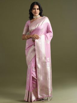 Sareemall - Soft Silk Lavender Woven Design Saree with Unstitched Blouse