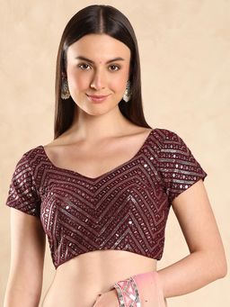HAPPY OWL - Maroon Sequin Embellished Designer Stitched Blouse