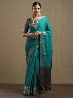 Sareemall - Chiffon Green Woven Design Saree with Unstitched Blouse