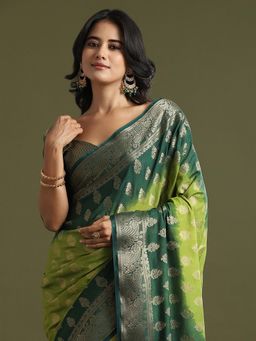 Sareemall - Georgette Light Green Woven Design Saree with Unstitched Blouse