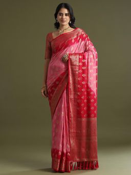 Sareemall - Georgette Pink Woven Design Saree with Unstitched Blouse